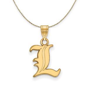 14k Yellow Gold U. of Louisville Small 'L' Necklace - 22 Inch